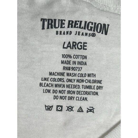 TRUE RELIGION Logo Men's LG White Crew Neck Tee 100% Cotton T-Shirt.    C - Picture 4 of 4